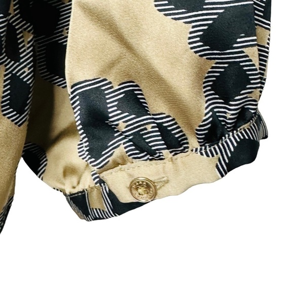 Dana Buchman Women’s Brown Geometric Pattern Long Sleeve Blouse Size L - Picture 4 of 6